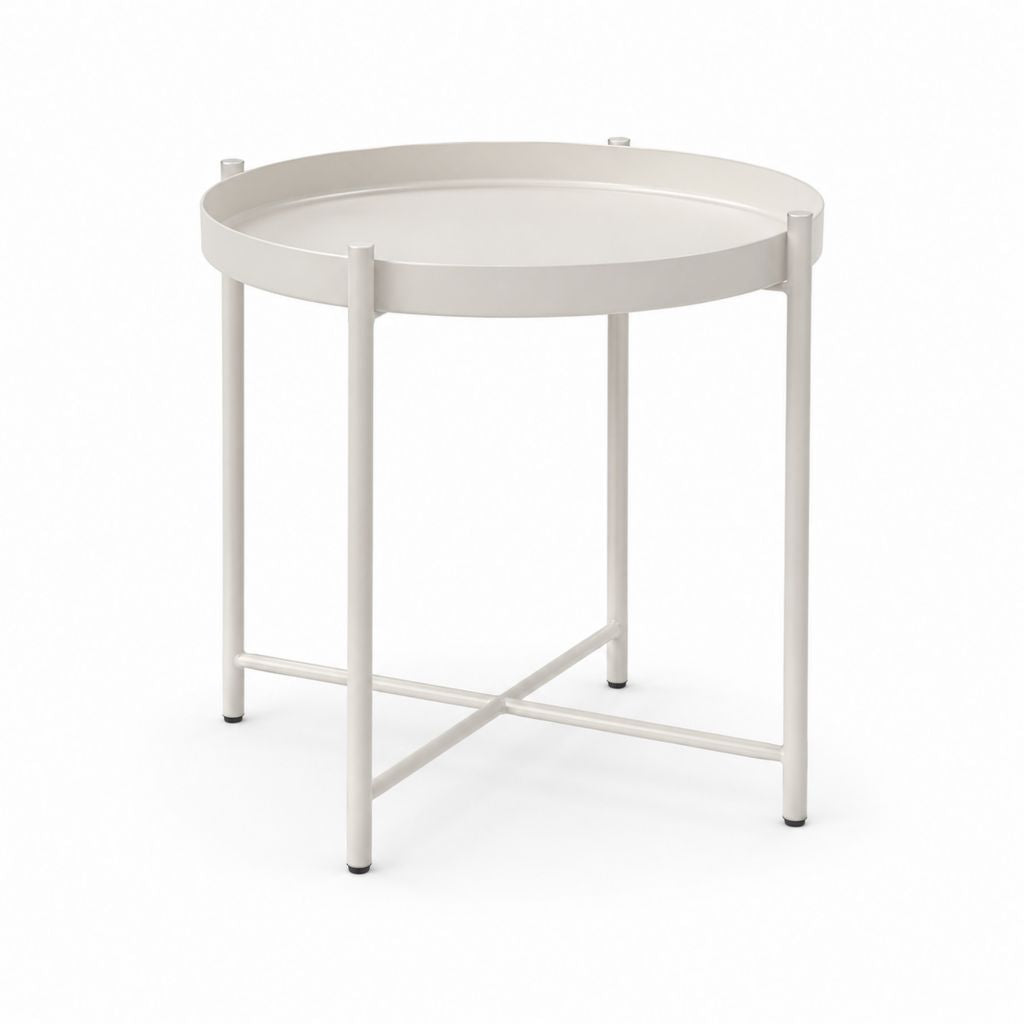 Beistelltisch Weiß aus pulverbeschichtetem Stahl rund Ø 50 cm Höhe 55 cm