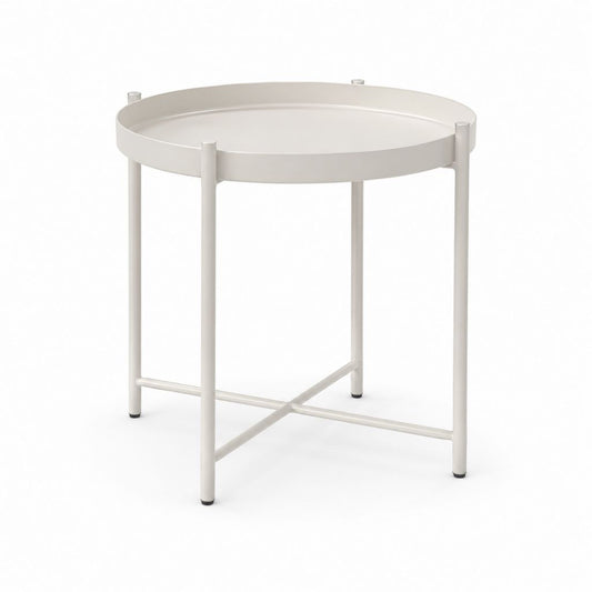 Beistelltisch Weiß aus pulverbeschichtetem Stahl rund Ø 50 cm Höhe 55 cm