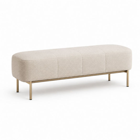 Bettbank gepolstert Beige Polyester-Bouclé rechteckig mit Stahlgestell 120 x 40 x 45 cm