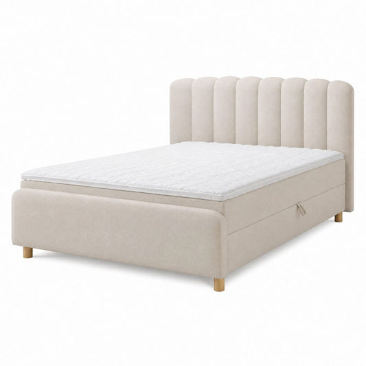 Boxspringbett Beige Polyester Rechteckig 180 x 200 cm mit Bettkasten