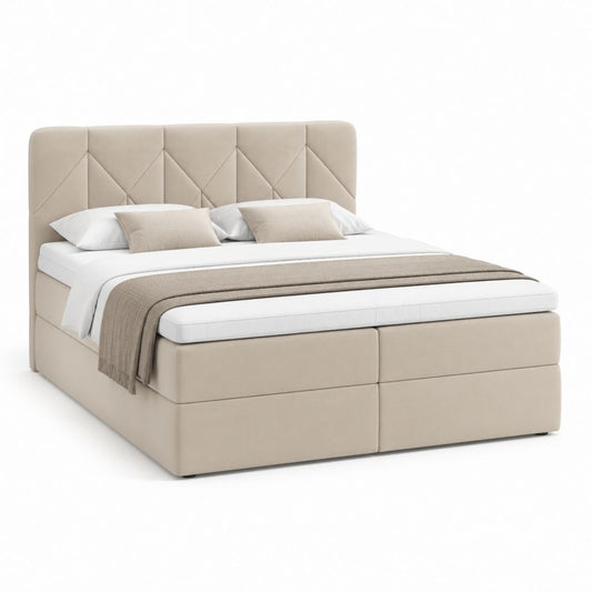 Boxspringbett Beige aus Polyester mit gepolstertem Kopfteil rechteckig 180 x 200 cm