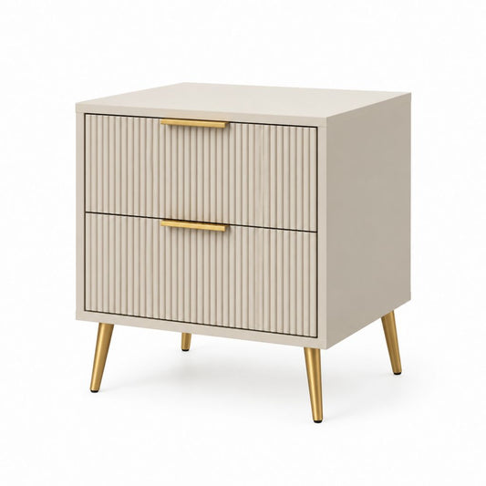 Nachttisch mit 2 Schubladen Cremeweiß MDF rechteckig 50 x 40 x 55 cm