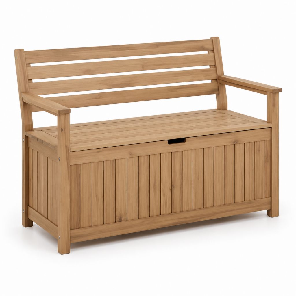 Gartenbank mit Stauraum Natur Akazienholz rechteckig 120 x 62 x 90 cm