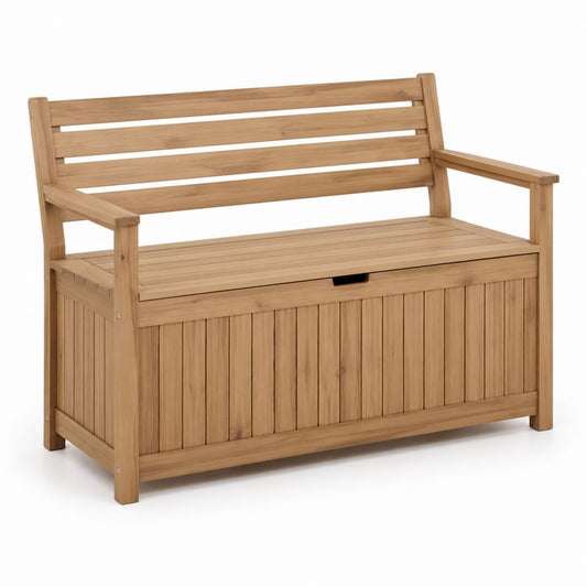 Gartenbank mit Stauraum Natur Akazienholz rechteckig 120 x 62 x 90 cm